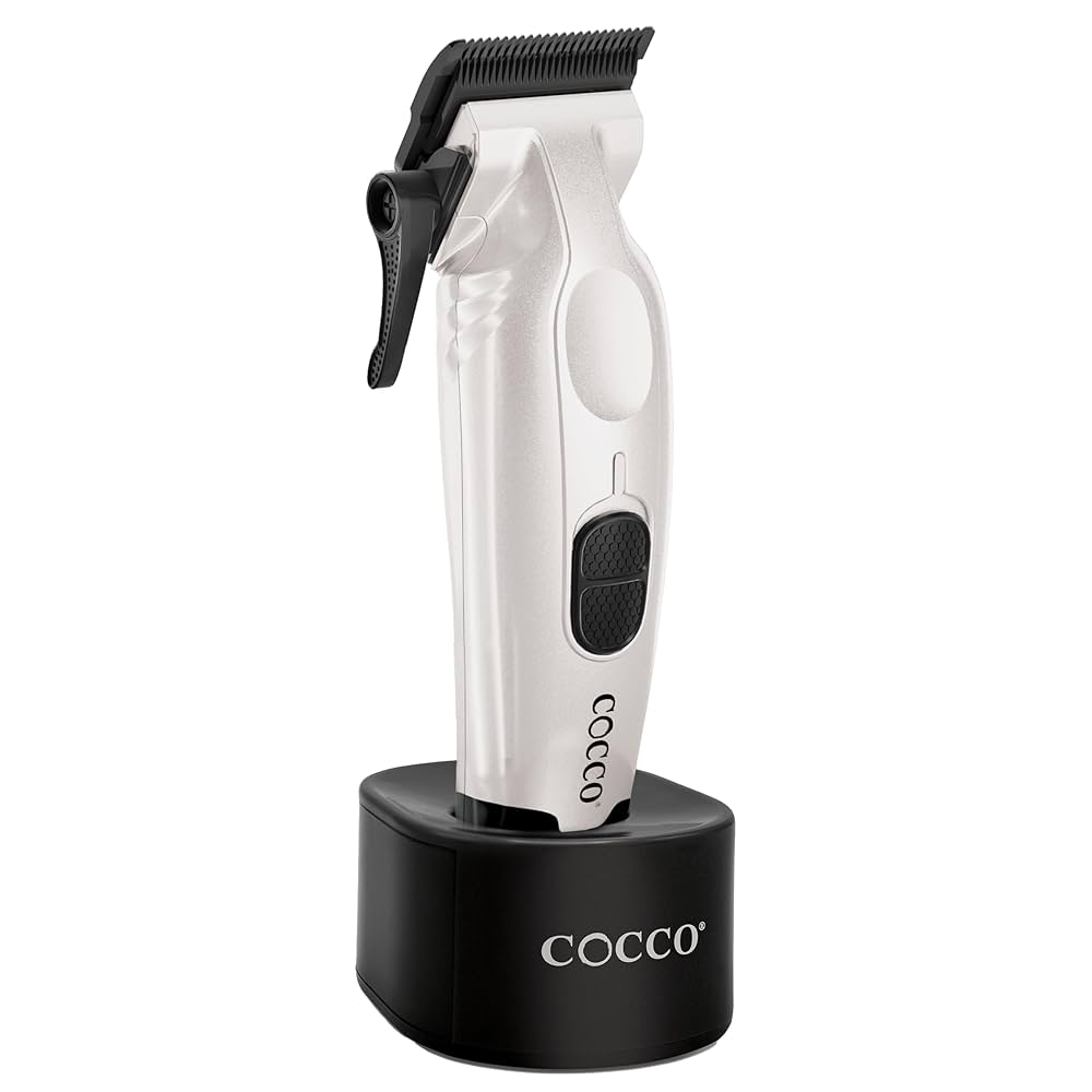 COCCO Hyper Veloce Pro Clipper with Digital Gap Graphene Blade Edger High-Torque Brushless BLDC Motor Cordless All-Metal Design Lithium-Ion Battery Charging Base Included
