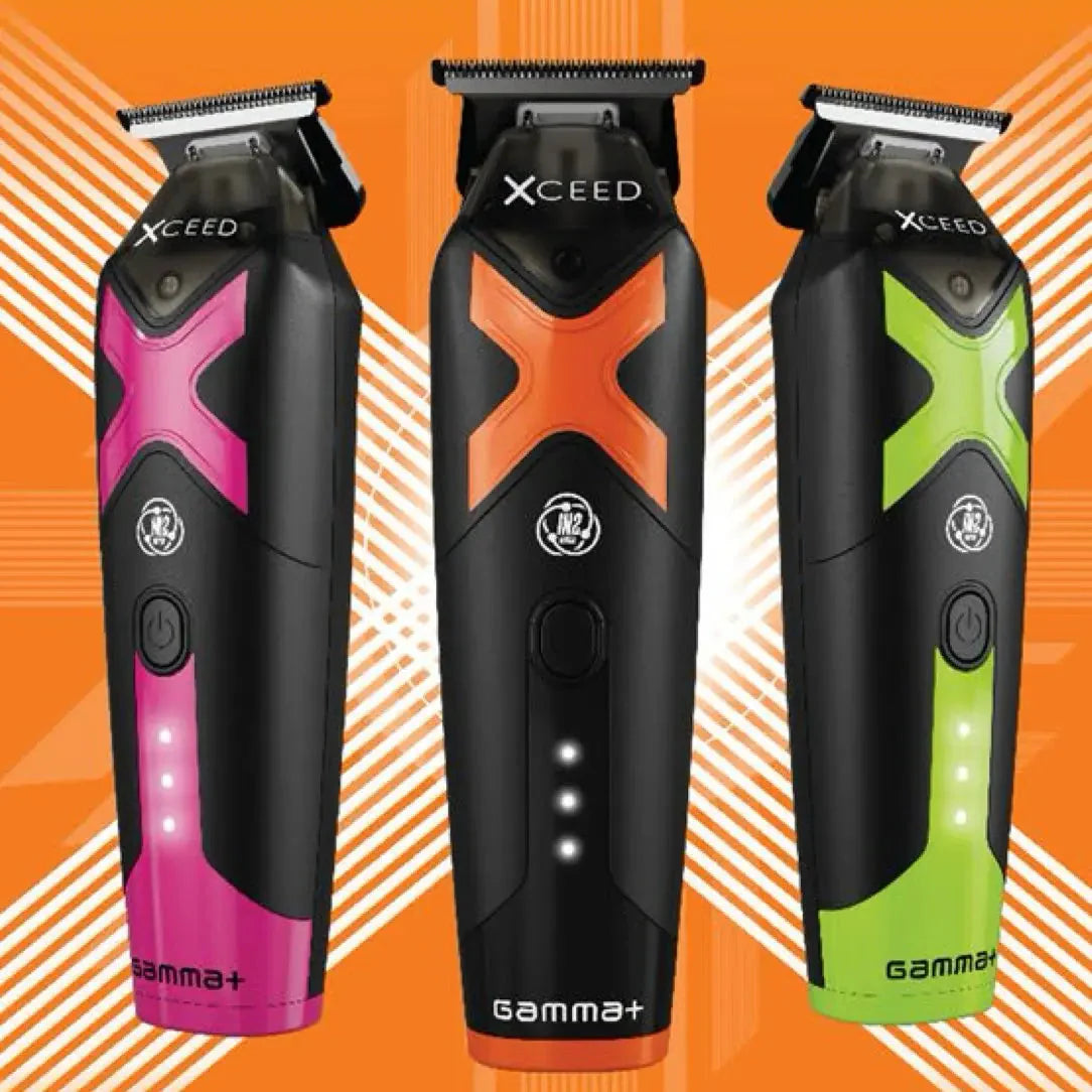 Gamma+ XCeed Professional Hair Trimmer with IN2 Vector Motor, X-Pro Black Diamond Blade, USB-C Rechargeable, 180 Min Runtime, Interchangeable Covers & Magnetic Drop-Top