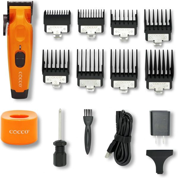 COCCO Hyper Veloce Pro Clipper with Digital Gap Graphene Blade Edger High-Torque Brushless BLDC Motor Cordless All-Metal Design Lithium-Ion Battery Charging Base Included