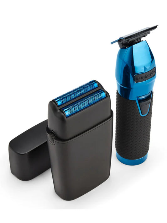 BaBylissPRO LimitedFX Black & Blue Trimmer & Double-Foil Shaver Prepack