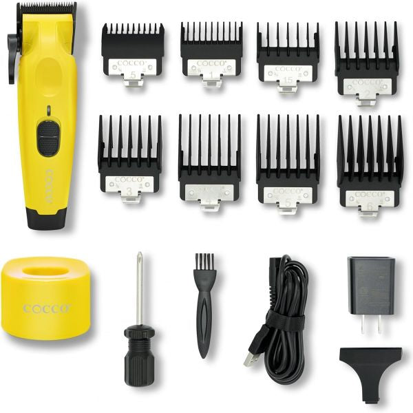 COCCO Hyper Veloce Pro Clipper with Digital Gap Graphene Blade Edger High-Torque Brushless BLDC Motor Cordless All-Metal Design Lithium-Ion Battery Charging Base Included