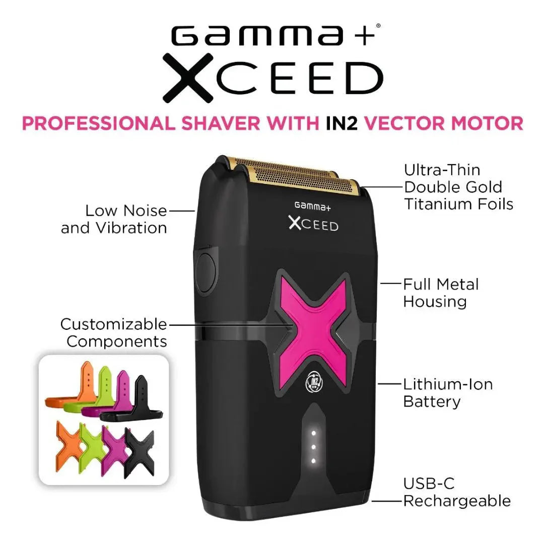 GAMMA+ XCeed Professional Foil Shaver with IN2 Vector Motor & Ultra-Thin Double Gold Titanium Foils USB-C Rechargeable for Closer Faster Smoother Shave