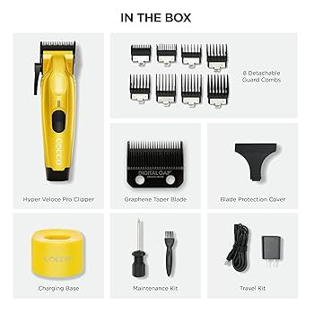 COCCO Hyper Veloce Pro Clipper with Digital Gap Graphene Blade Edger High-Torque Brushless BLDC Motor Cordless All-Metal Design Lithium-Ion Battery Charging Base Included