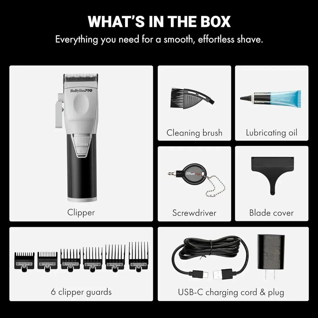 BaBylissPRO COREFX Clipper – 6,800 RPM, USB-C, 2-Hour Runtime, Cordless