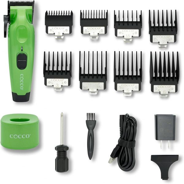 COCCO Hyper Veloce Pro Clipper with Digital Gap Graphene Blade Edger High-Torque Brushless BLDC Motor Cordless All-Metal Design Lithium-Ion Battery Charging Base Included