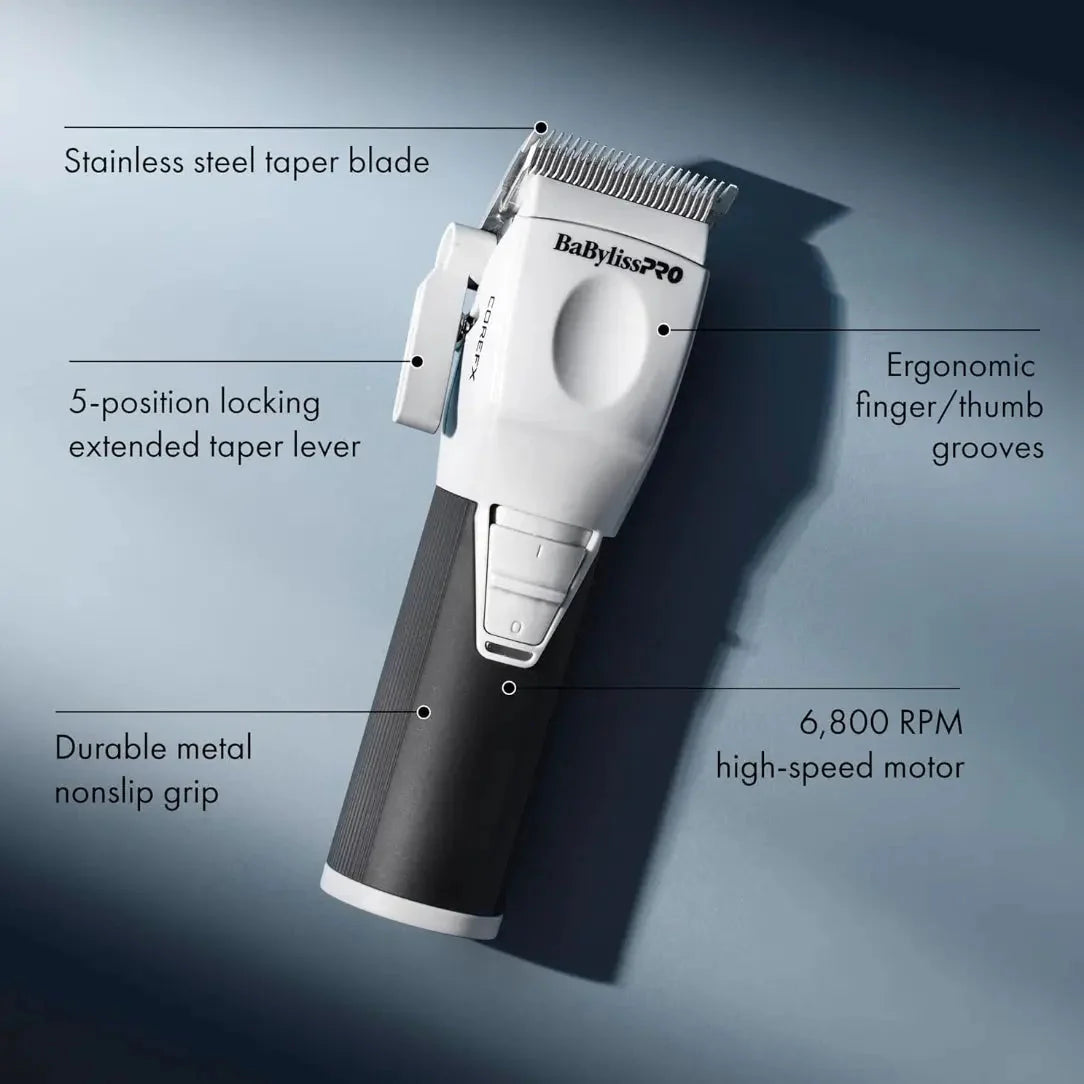 BaBylissPRO COREFX Clipper – 6,800 RPM, USB-C, 2-Hour Runtime, Cordless