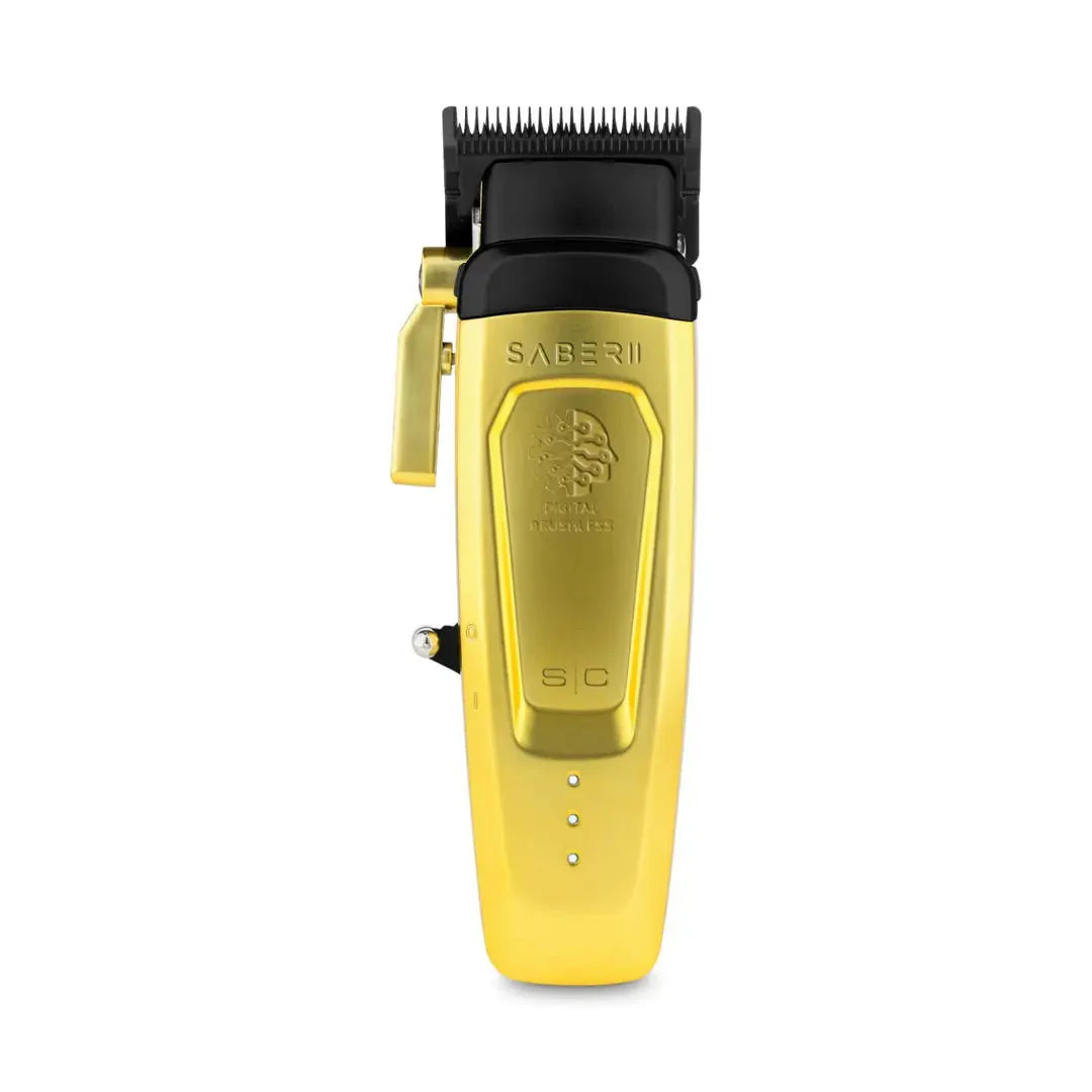 StyleCraft SABER 2 Gold Cordless Hair Clipper with EON Digital Brushless Motor 7200 RPM & DLC Echo Fixed Blade for Precision Cutting