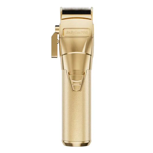 BaByLissPRO FXONE Gold Metal Clipper with Interchangeable Lithium Battery, Dual Ball Bearings, and Gold Ultra-Thin MIM Blade for Precision Grooming
