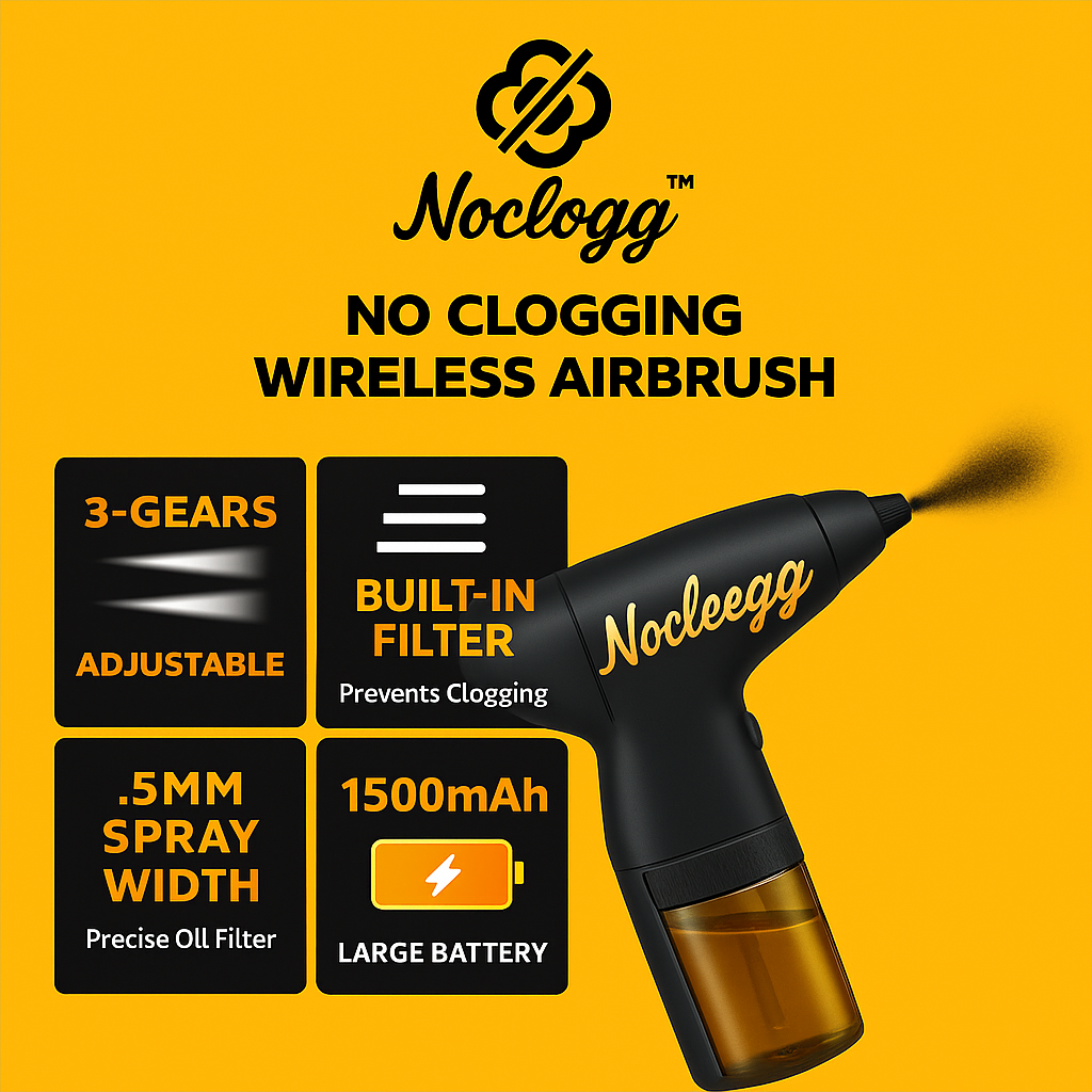 NoClogg™ Wireless Airbrush — The World’s First Non-Clogging Spray System (1500mAh, 6 Nozzles)