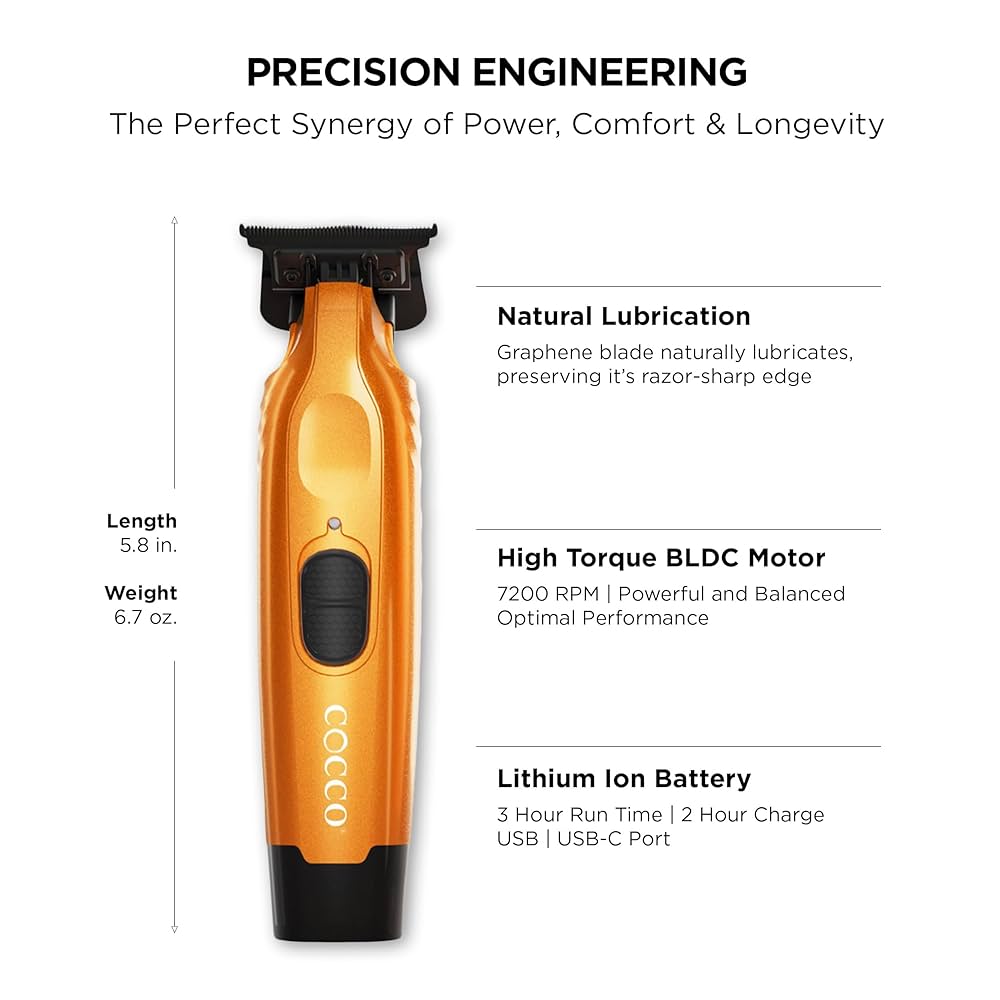 Cocco Hyper Veloce Pro Trimmer with Digital Gap Graphene Blade Edger High-Torque Brushless BLDC Motor Cordless All-Metal Design Lithium-Ion Battery Charging Base Included