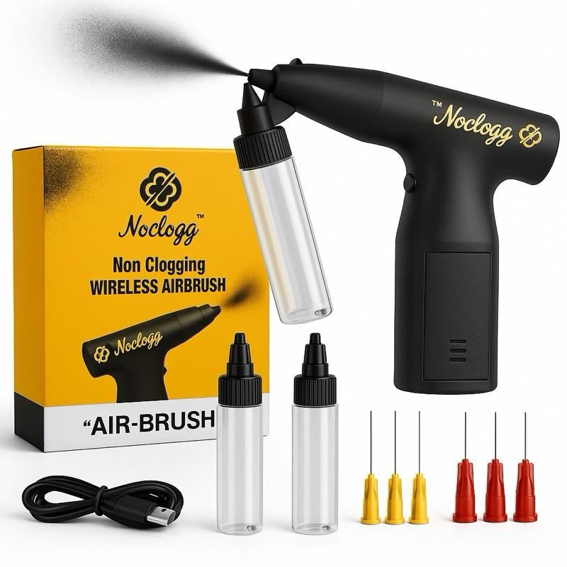 NoClogg Wireless Airbrush | World’s First Non-Clogging Airbrush | 3-Speed Adjustable | .5MM Spray Width + Built In Filter