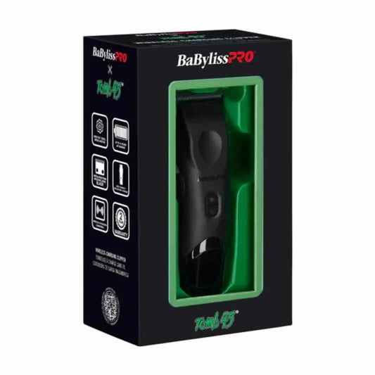 BabylissPRO x Tomb45 Wireless-Charging Clipper with Black Titanium MIM Fade Blade, 5-Position Taper Lever, Dual Batteries, Dual-Speed Motor, Ergonomic Grip, 6 Precision Combs, 2-Year Warranty
