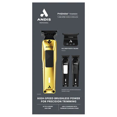Andis 562310 Phenom Professional Cord/Cordless Trimmer, Gold