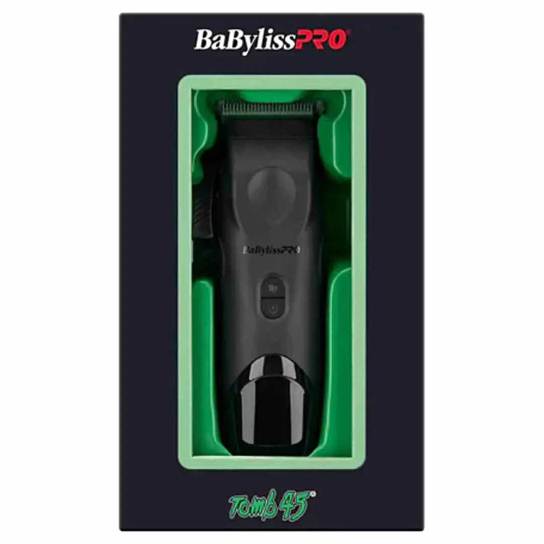 BabylissPRO x Tomb45 Wireless-Charging Clipper with Black Titanium MIM Fade Blade, 5-Position Taper Lever, Dual Batteries, Dual-Speed Motor, Ergonomic Grip, 6 Precision Combs, 2-Year Warranty