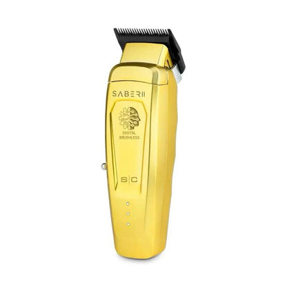 StyleCraft SABER 2 Gold Cordless Hair Clipper with EON Digital Brushless Motor 7200 RPM & DLC Echo Fixed Blade for Precision Cutting