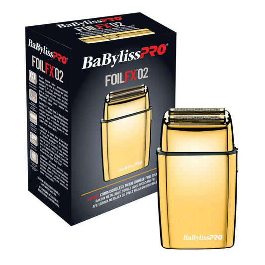 BaBylissPRO Foil FX02 Gold Metal Double Foil Cordless Shaver (FXFS2G) for Precision Hair Removal