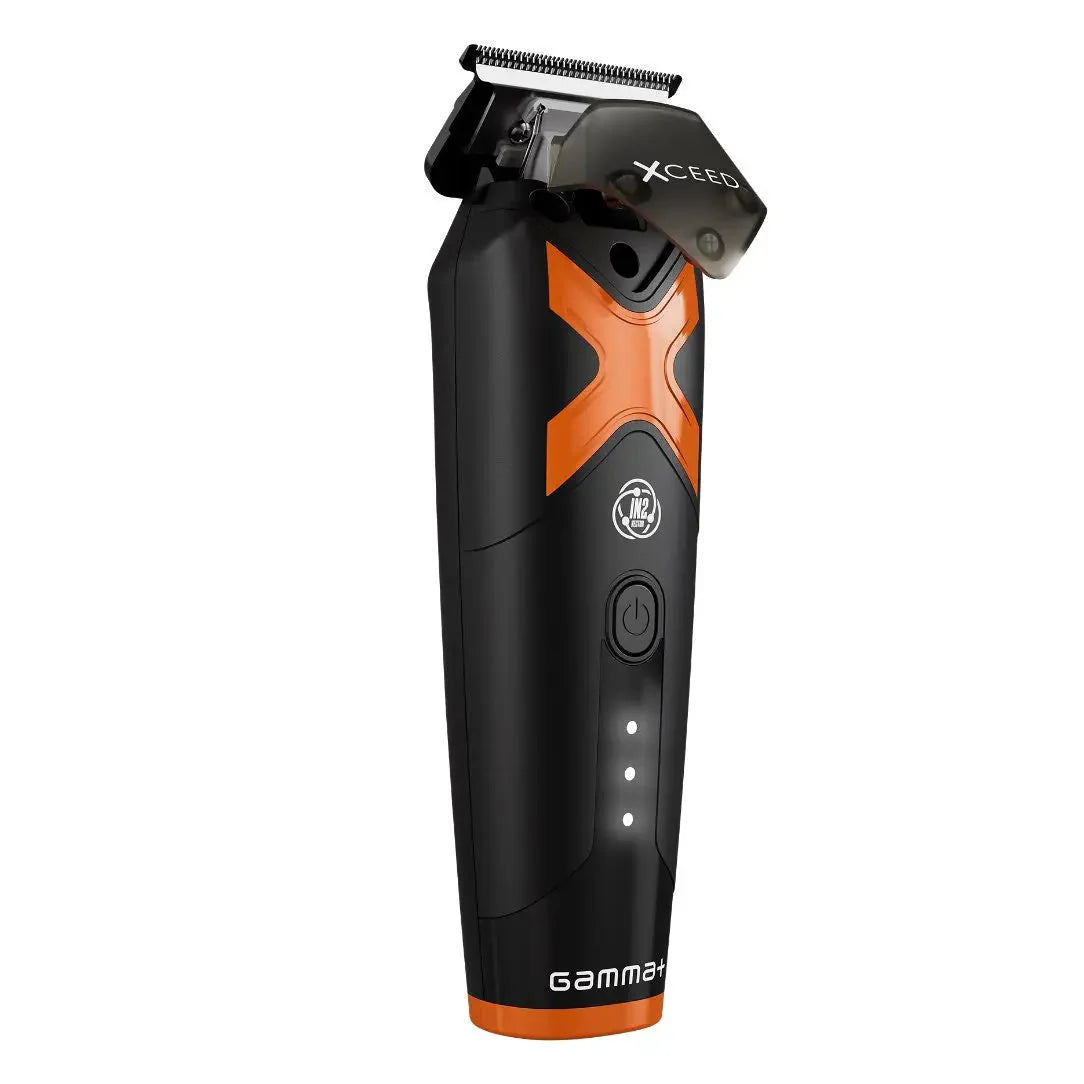 Gamma+ XCeed Professional Hair Trimmer with IN2 Vector Motor, X-Pro Black Diamond Blade, USB-C Rechargeable, 180 Min Runtime, Interchangeable Covers & Magnetic Drop-Top