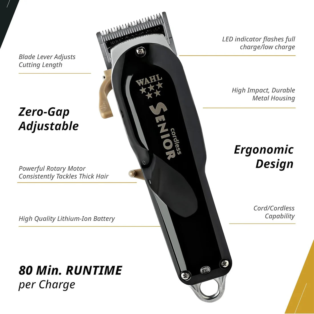 Wahl Professional 5 Star | Cordless Senior Clipper w/ Precision Fade Blades, Metal Housing / 80 Min Run Time