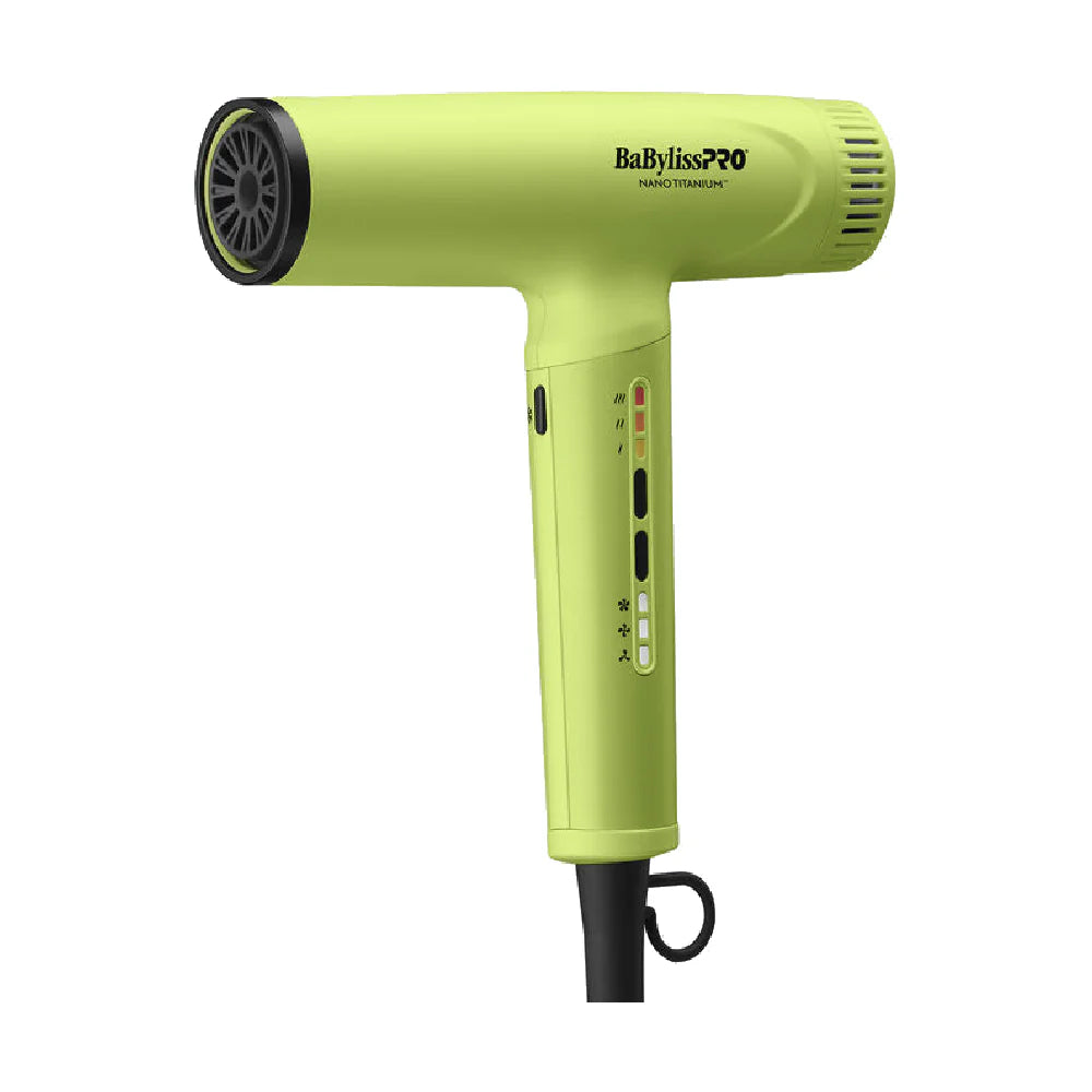 BaBylissPRO Nano Titanium Light Ionic High Speed Hair Dryer - Neon Yellow (BNTC9200NY) SIDE