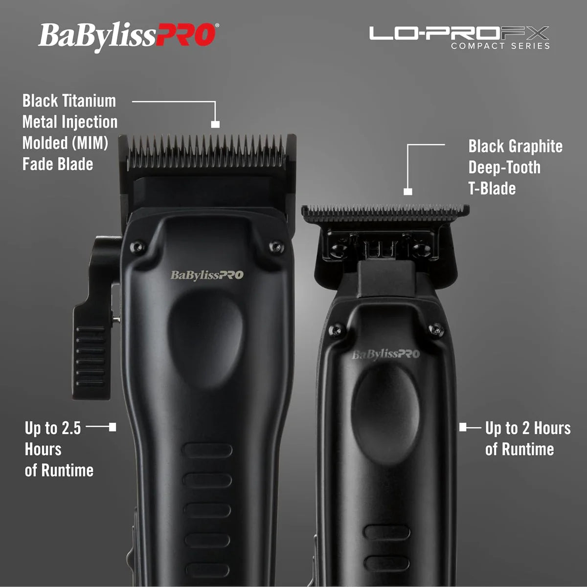 BaBylissPRO LO-PROFX High Performance Compact Clipper & Trimmer Set (FX8272PKMB)