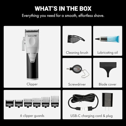 BaBylissPRO COREFX Clipper – 6,800 RPM, USB-C, 2-Hour Runtime, Cordless