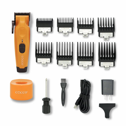 COCCO Hyper Veloce Pro Clipper with Digital Gap Graphene Blade Edger High-Torque Brushless BLDC Motor Cordless All-Metal Design Lithium-Ion Battery Charging Base Included