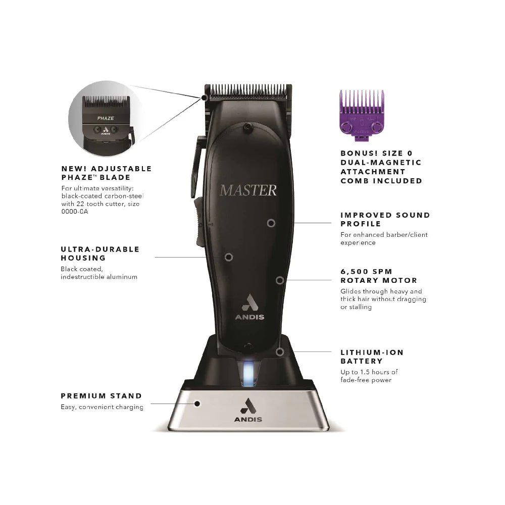 Andis Master Cordless Clipper Black Label Edition + GTX-EXO M-Force Cordless Trimmer (Combo)