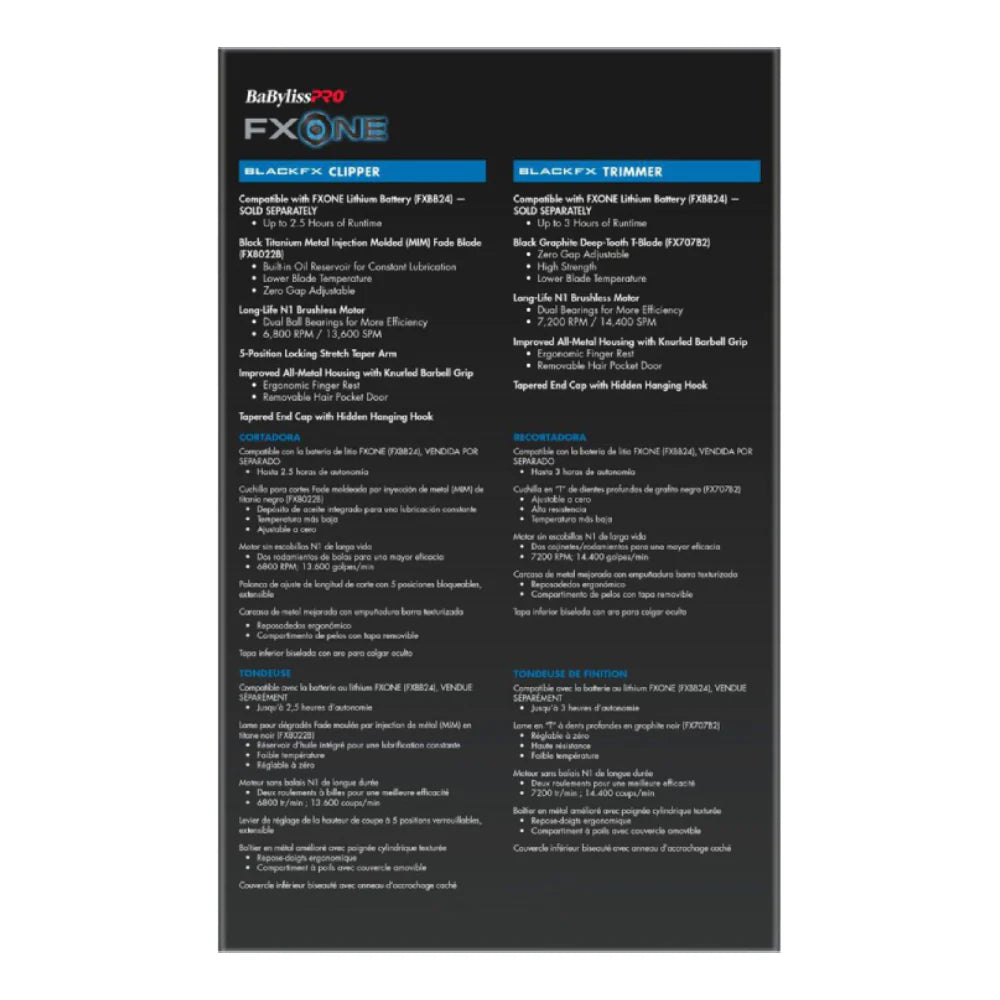 BaBylissPRO FXONE BlackFX Clipper & Trimmer Bundle - Tools Only (FX1CTMBTO)
