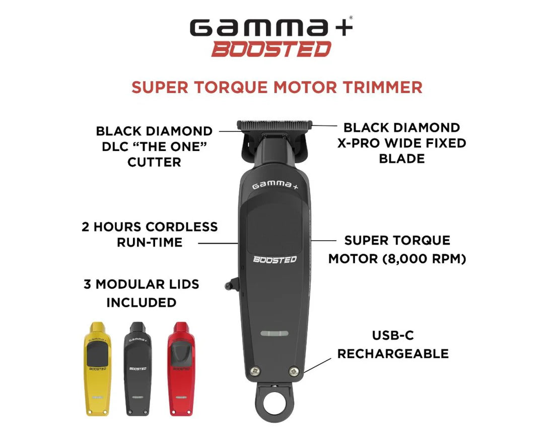 Gamma+ Boosted | Cordless Trimmer w/ Super Torque Motor (Gold, Red, Black) All IN-ONE