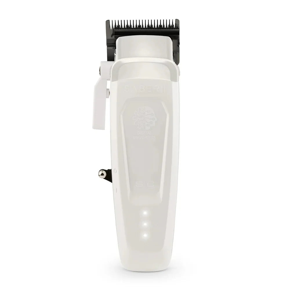 StyleCraft Limited Edition Saber II Cordless Digital Brushless Motor Clipper - White (SC619) 
