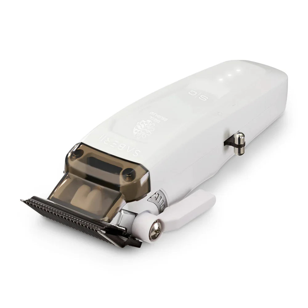 StyleCraft Limited Edition Saber II Cordless Digital Brushless Motor Clipper - White (SC619) FLAT ON TABLE