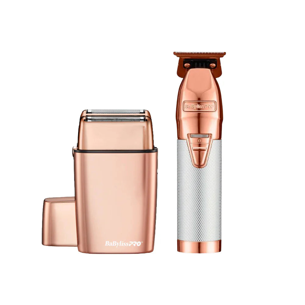 BabylissPRO LimitedFX rose gold cordless trimmer and double foil shaver set
