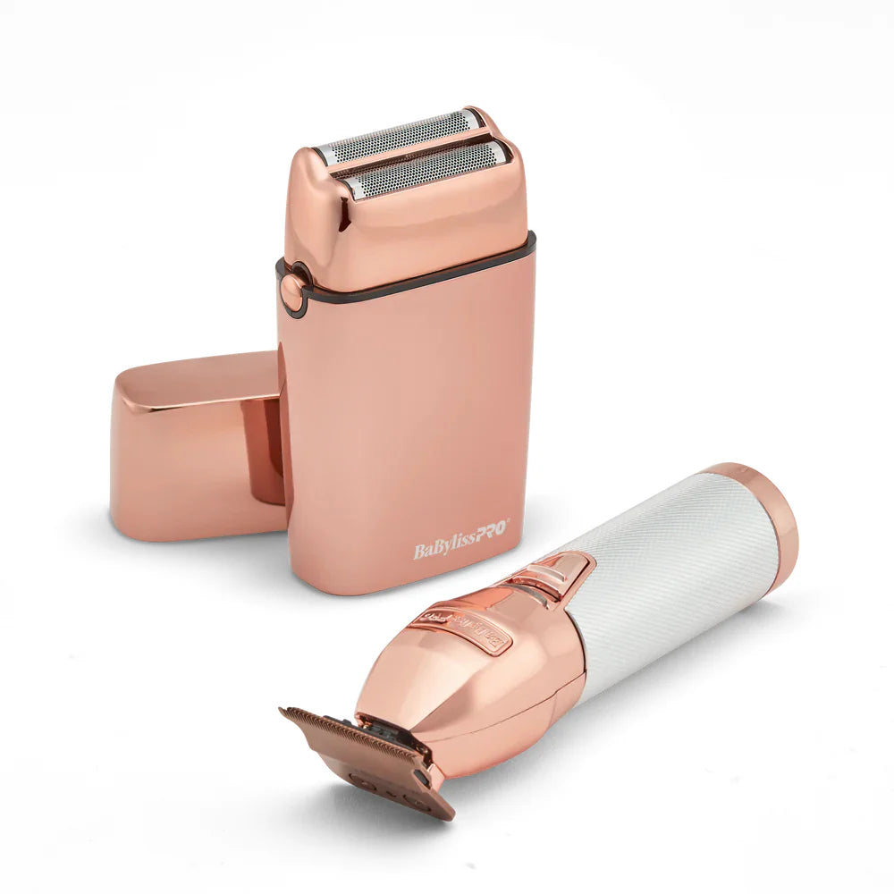 BabylissPRO LimitedFX rose gold cordless trimmer and double foil shaver set