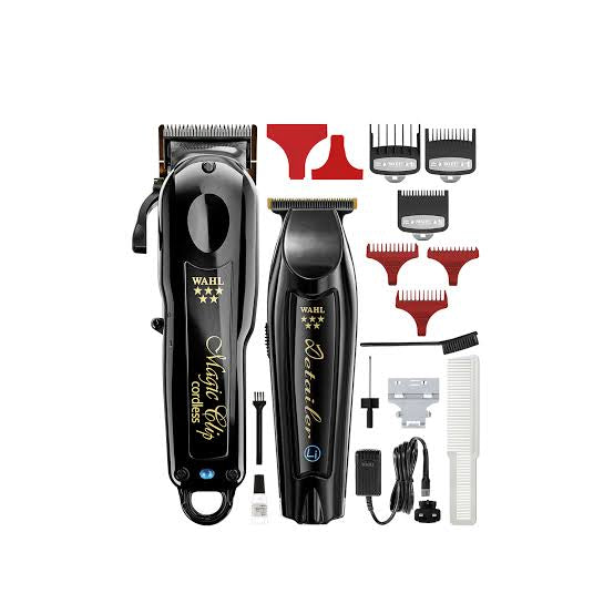 Wahl 5-Star Black/Gold Cordless Barber Combo – Cordless Magic Clip & Cordless Detailer #3025397