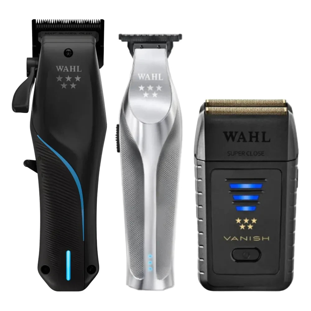 Wahl Professional Vapor Cordless Clipper, Hi-Viz Trimmer, & Vanish Shaver (Combo)